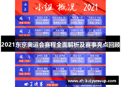 2021东京奥运会赛程全面解析及赛事亮点回顾